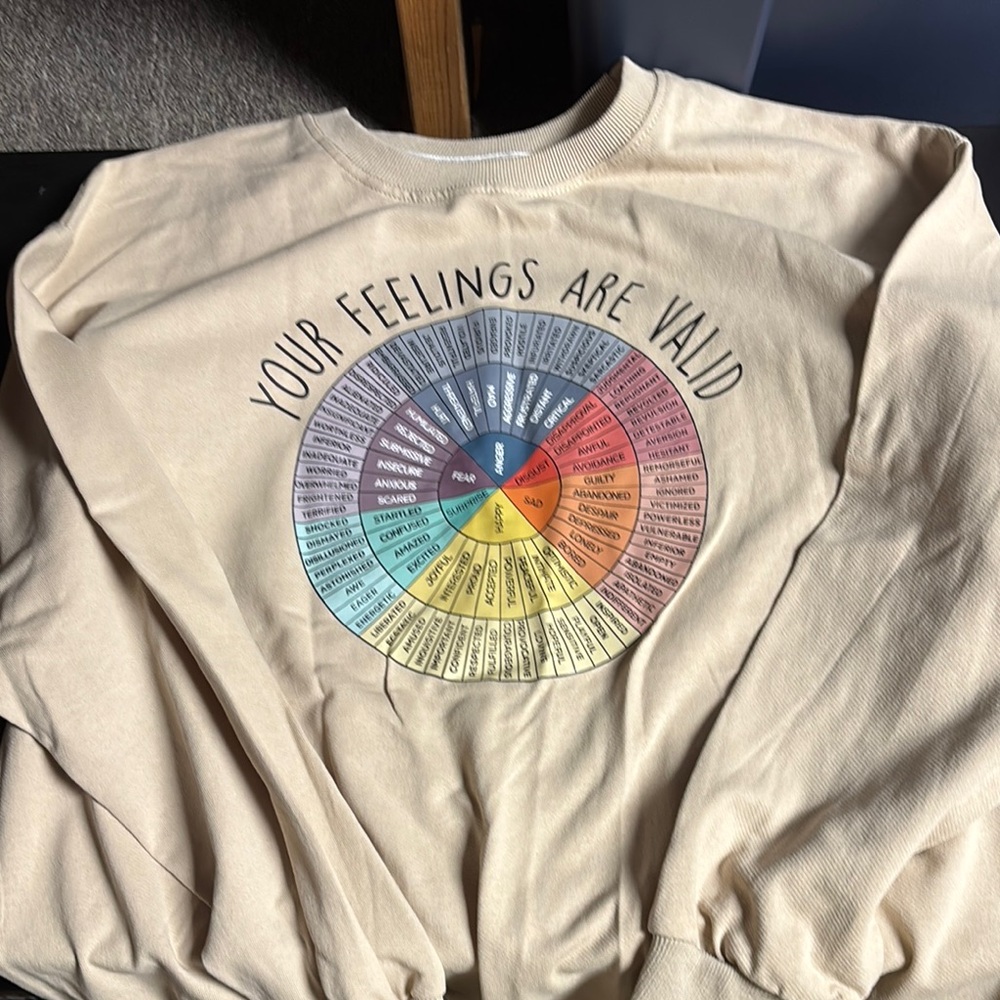 Beige Sweatshirt with Emotional Wheel Graphic